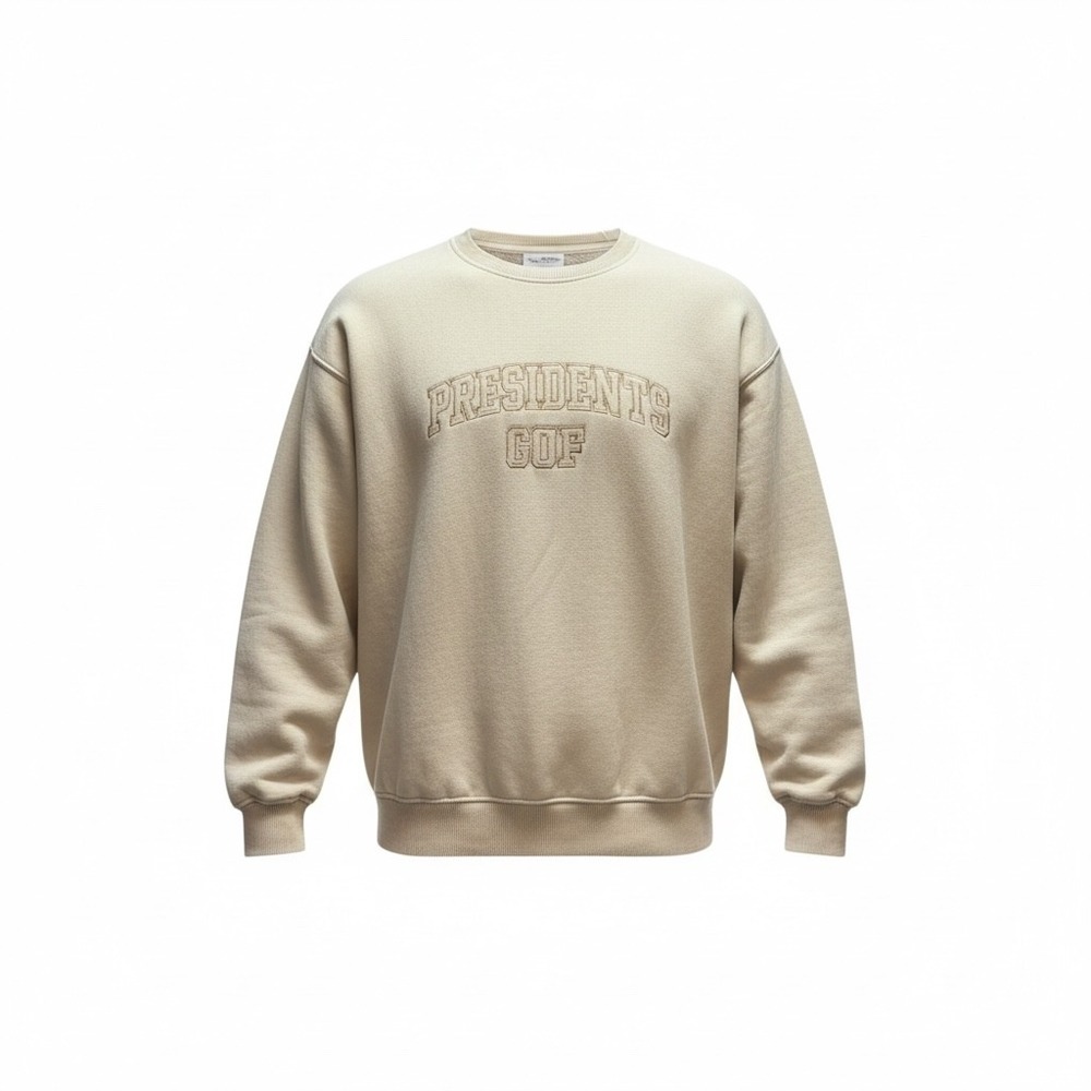 Barstool Golf Presidents Cup‎ Mens XL Crewneck Sweatshirt Beige Embroidered